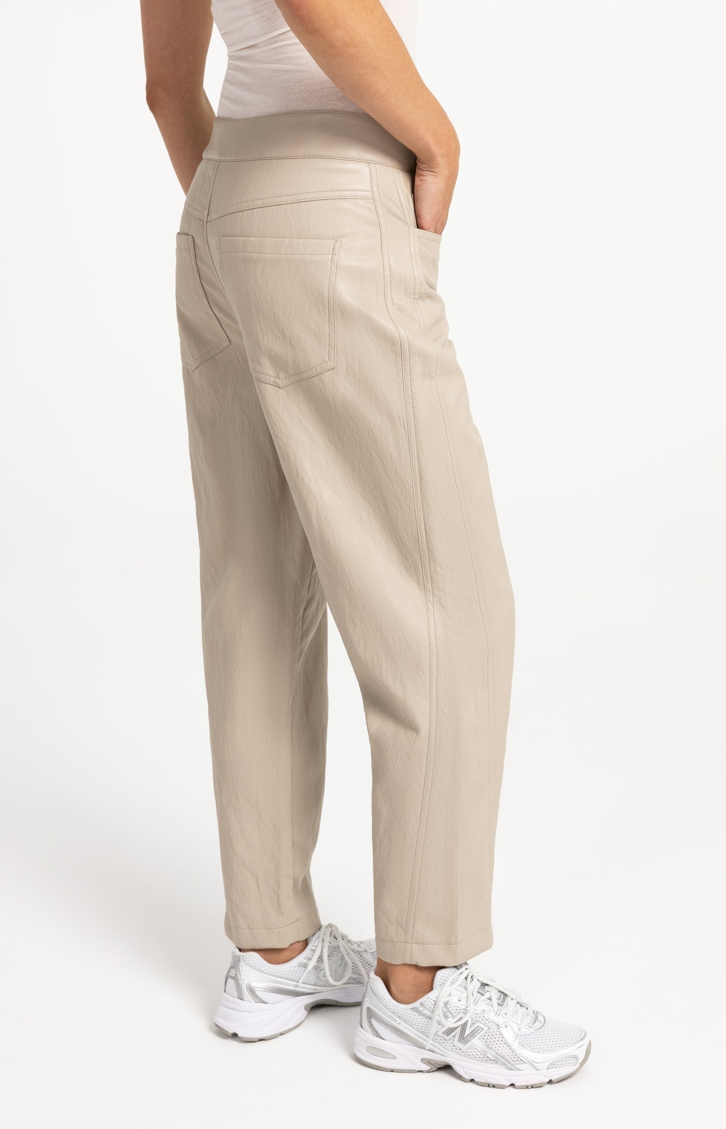YAYA faux-leather carrot-fit trousers with a high-rise waist