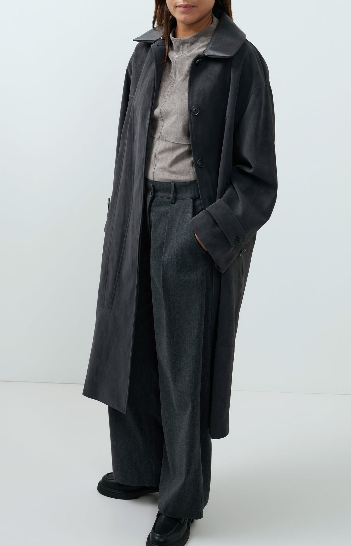 YAYA Long Faux Suede Coat style 02-009082-609