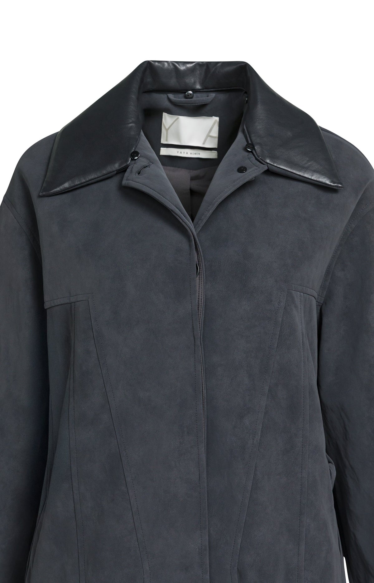 YAYA detachable faux-fur collar detail