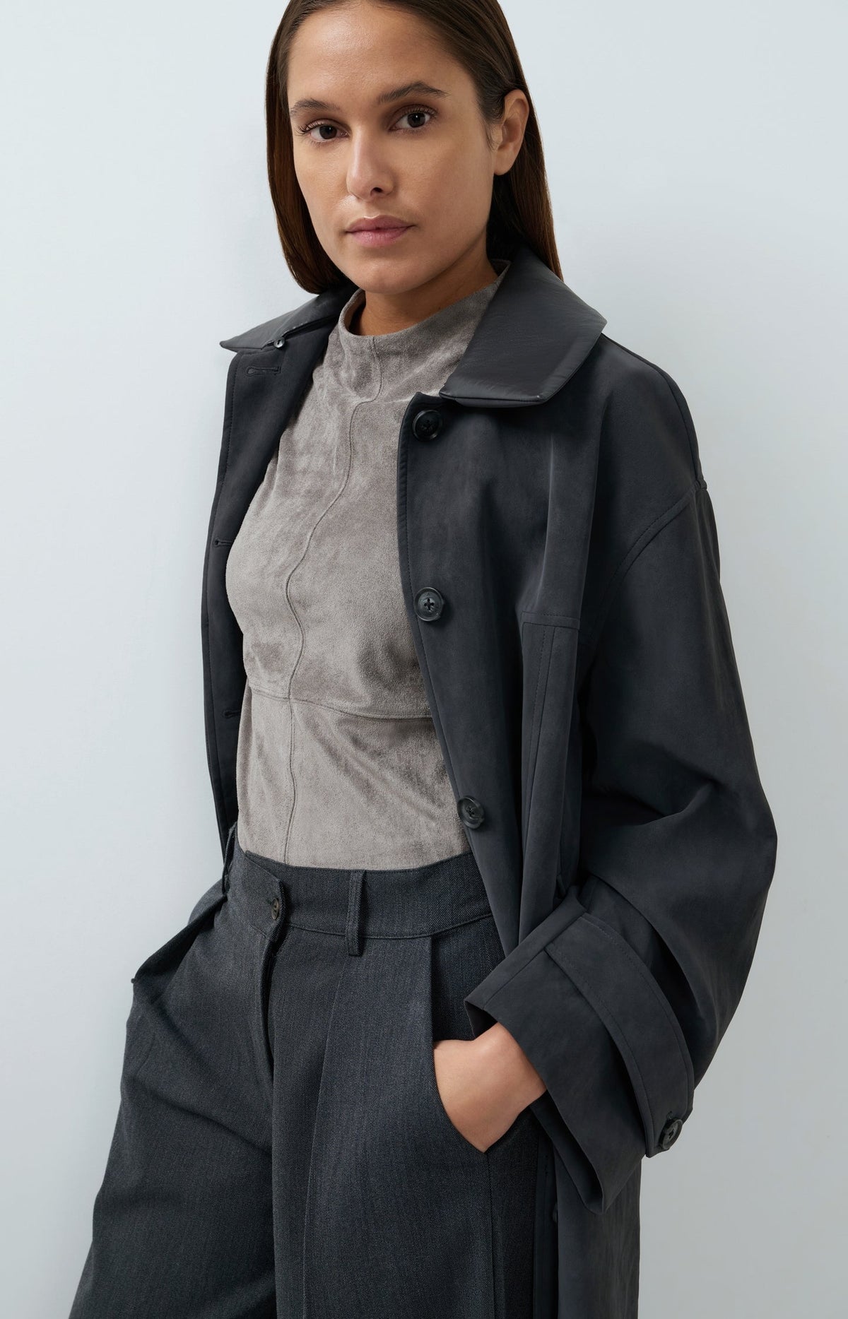 YAYA long coat with concealed press-stud closure