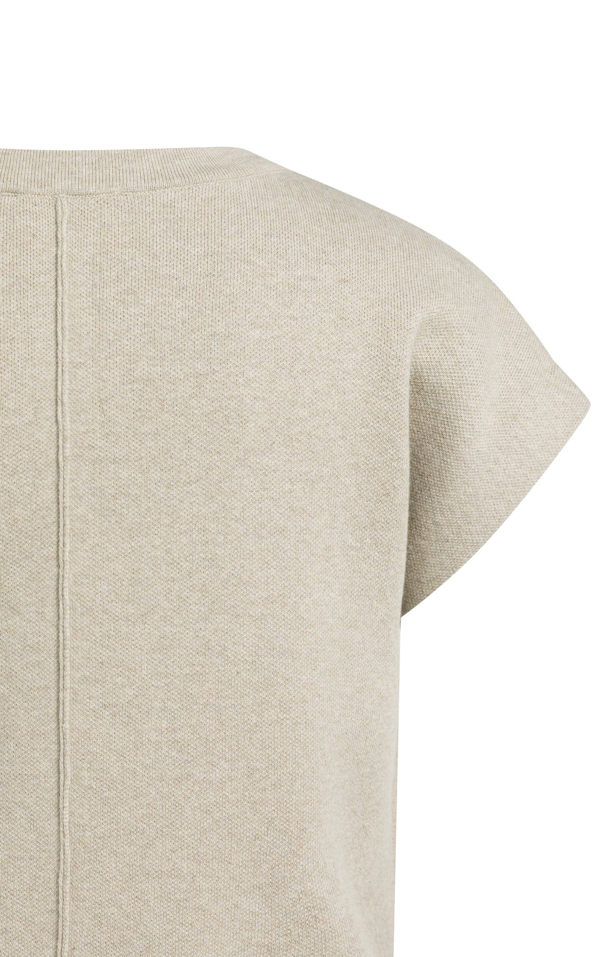 Jacquard knit top with cap sleeves in cream