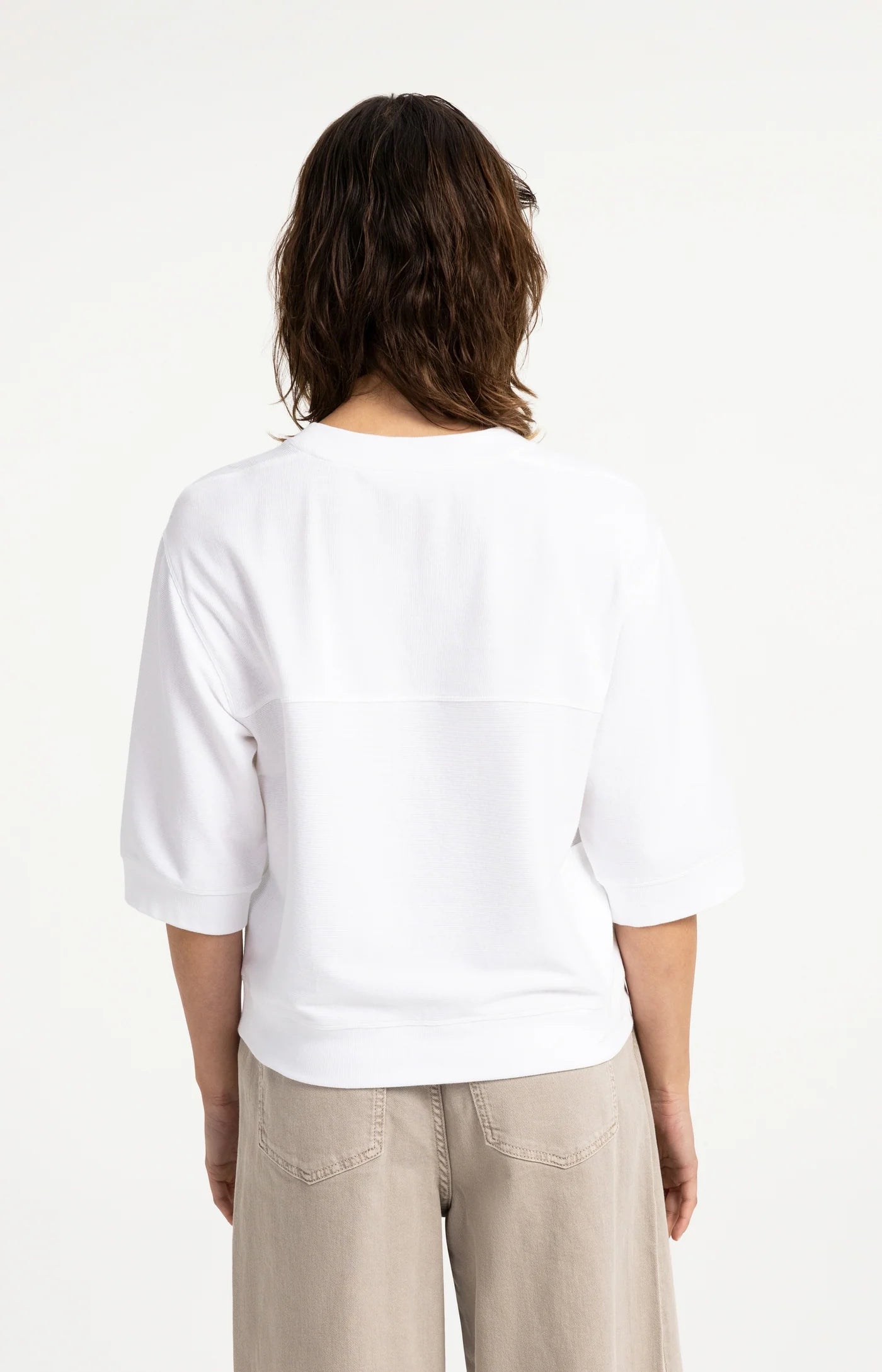 YAYA jersey rib top with short sleeves and a relaxed fit