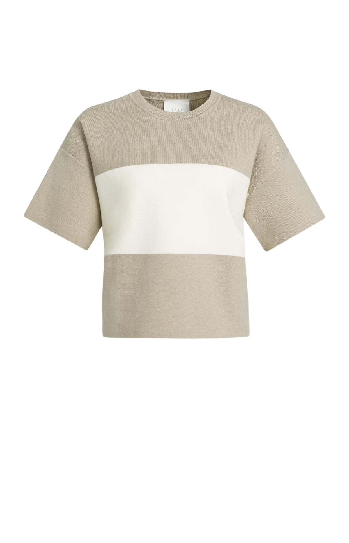 YAYA Knitted Block Stripe Top with short sleeves