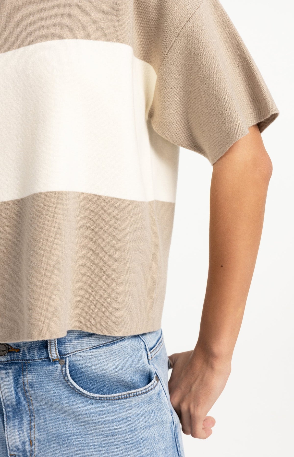 Women’s YAYA block stripe top with round neckline