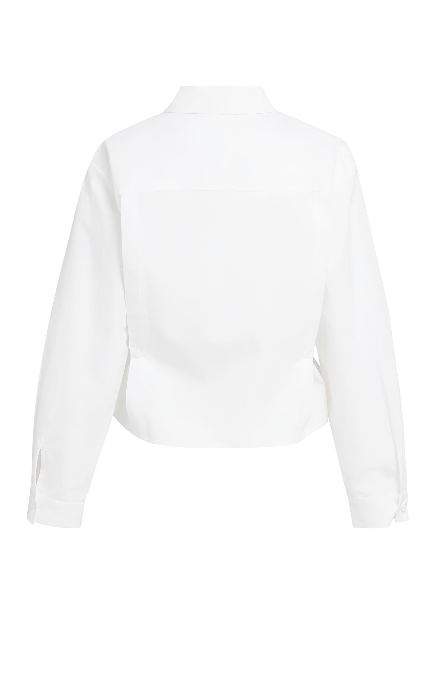 Poplin blouse with adjustable waist in white
