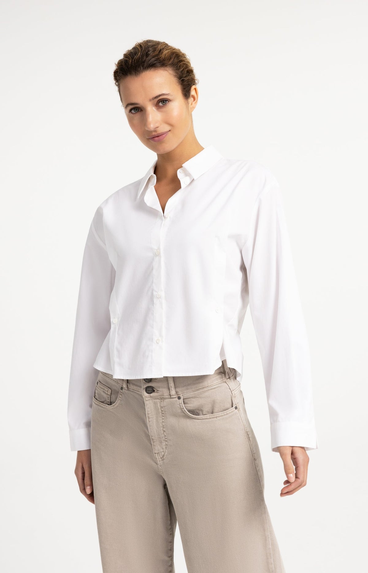 YAYA poplin blouse with button-front fastening