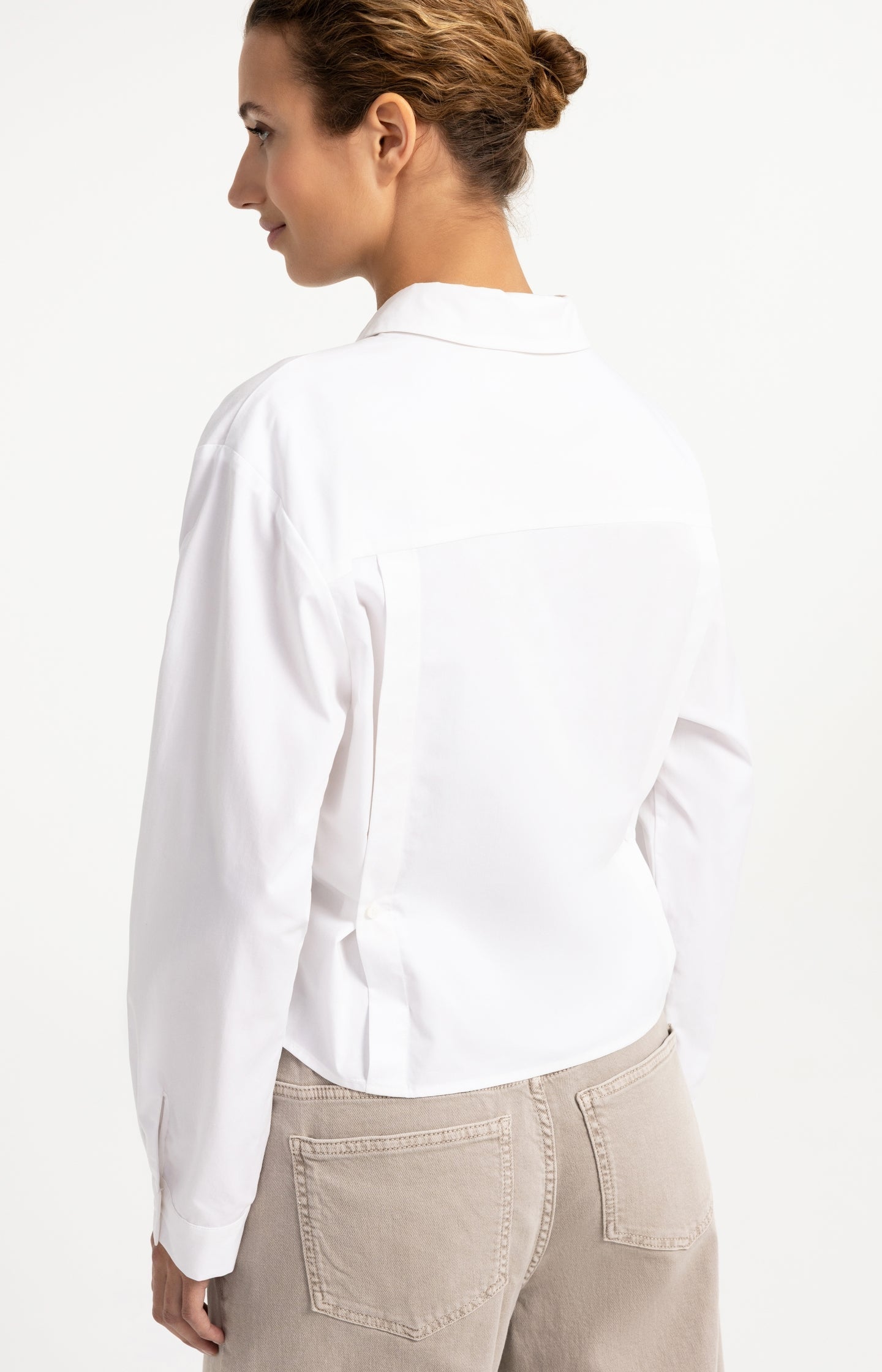 YAYA collared poplin blouse with buttoned cuffs