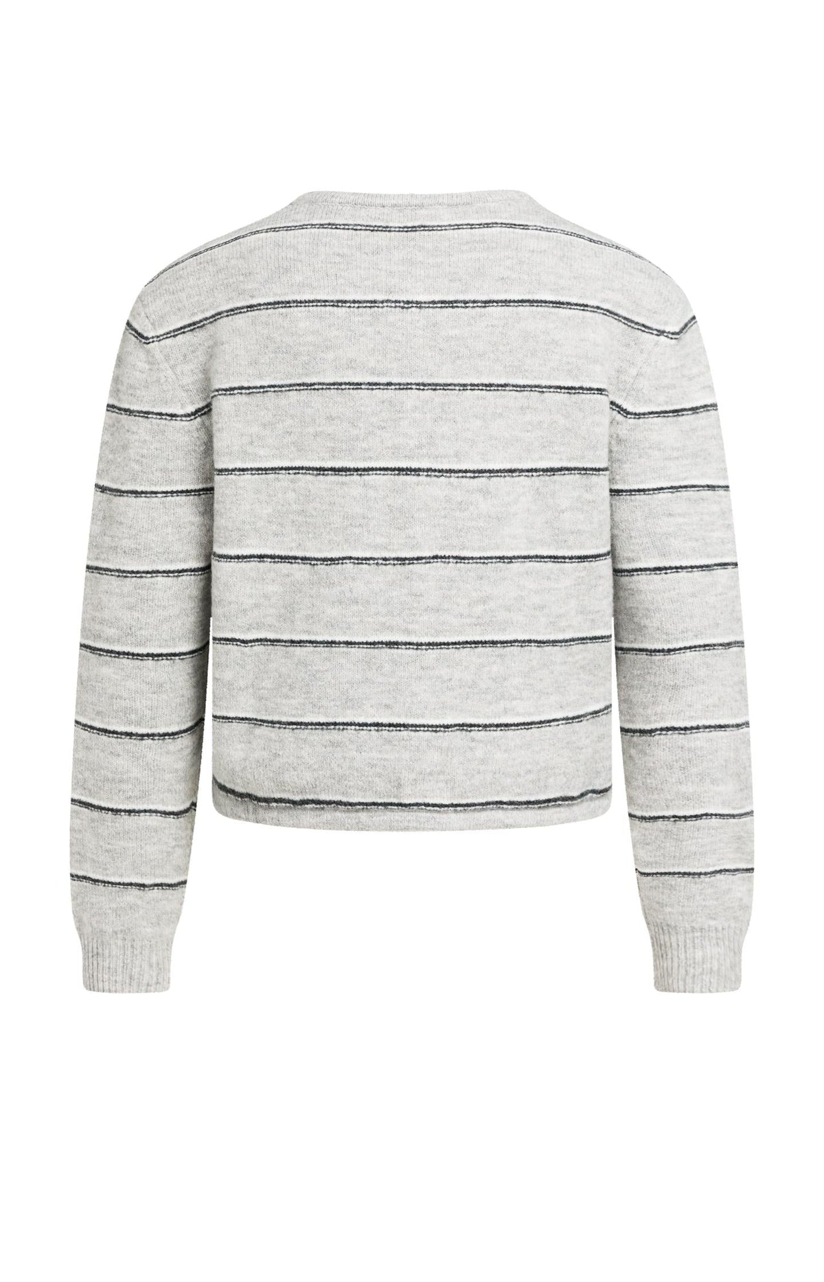 Back view of YAYA grey striped cardigan
