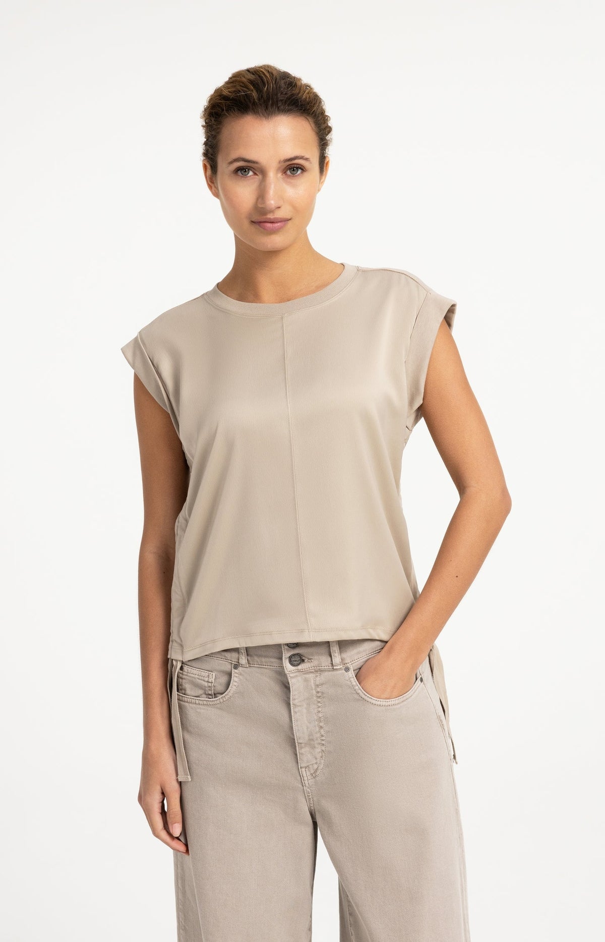 YAYA everyday top with contrasting fabric textures