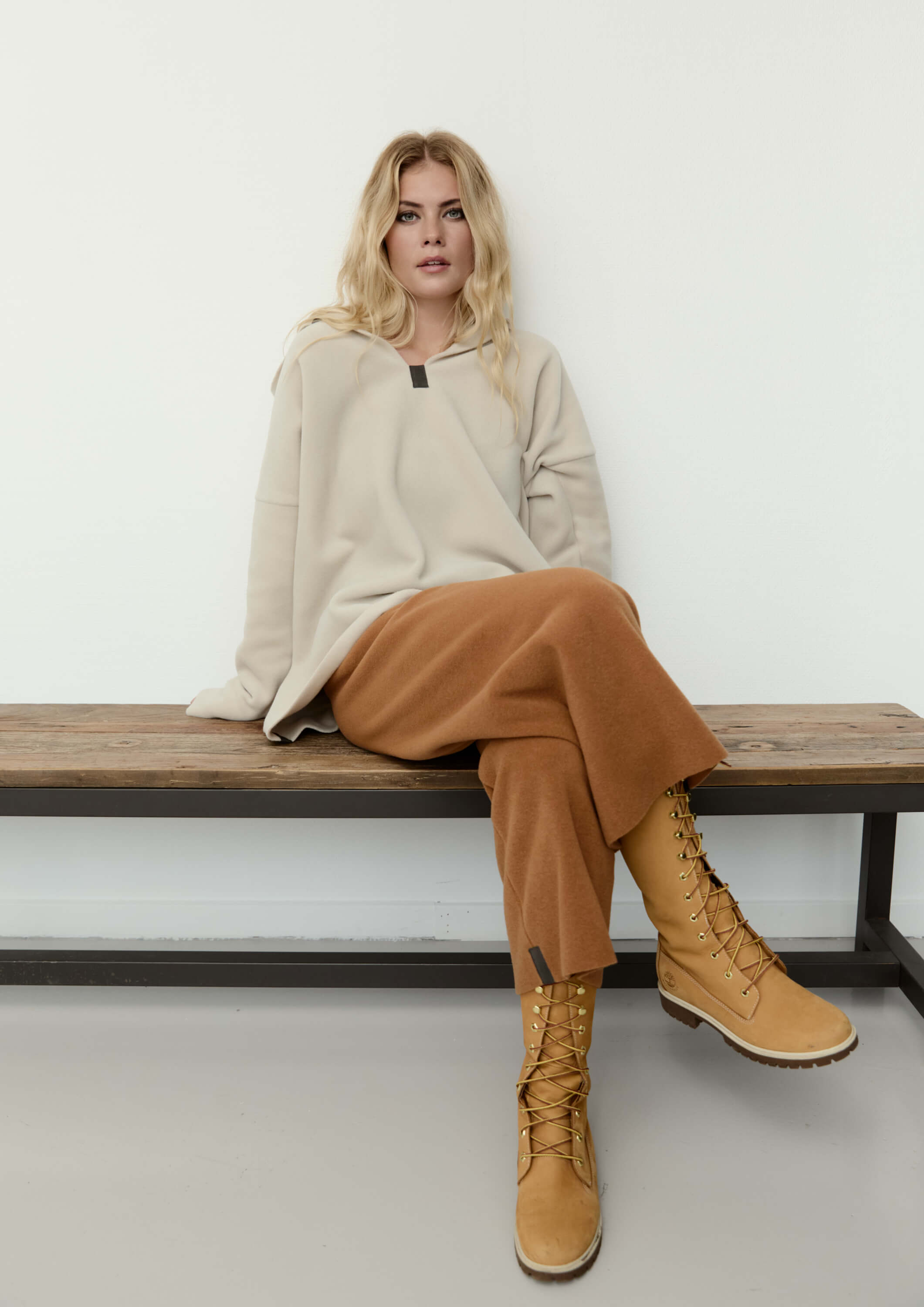 HSCPH oversized fleece hoodie with a V-neck and long sleeves