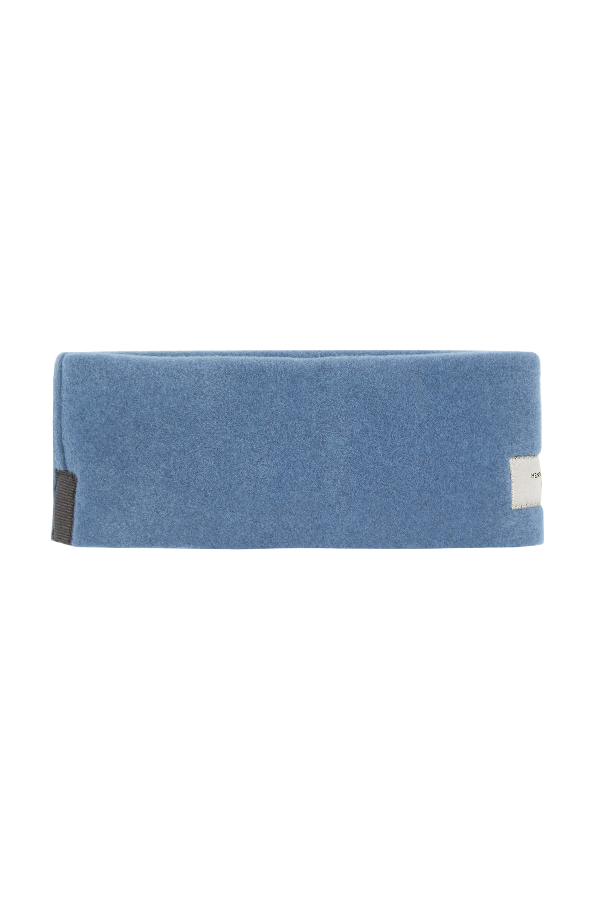 A blue fleece winter headband.