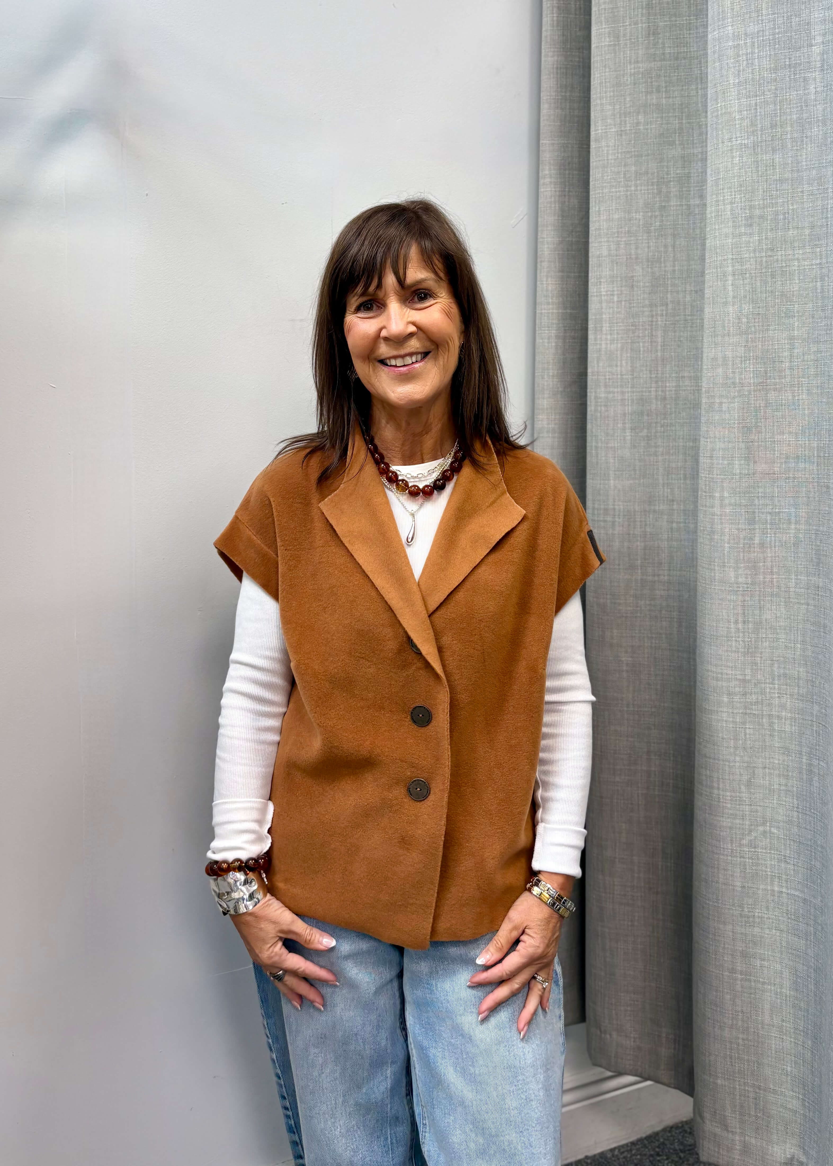 HSCPH Button Up vest in rust