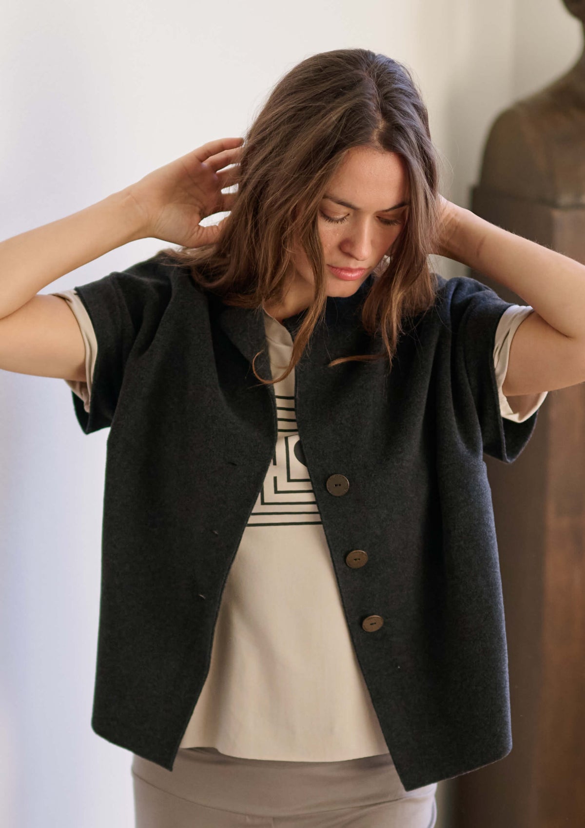 Black button-up vest from Henriette Steffensen Copenhagen