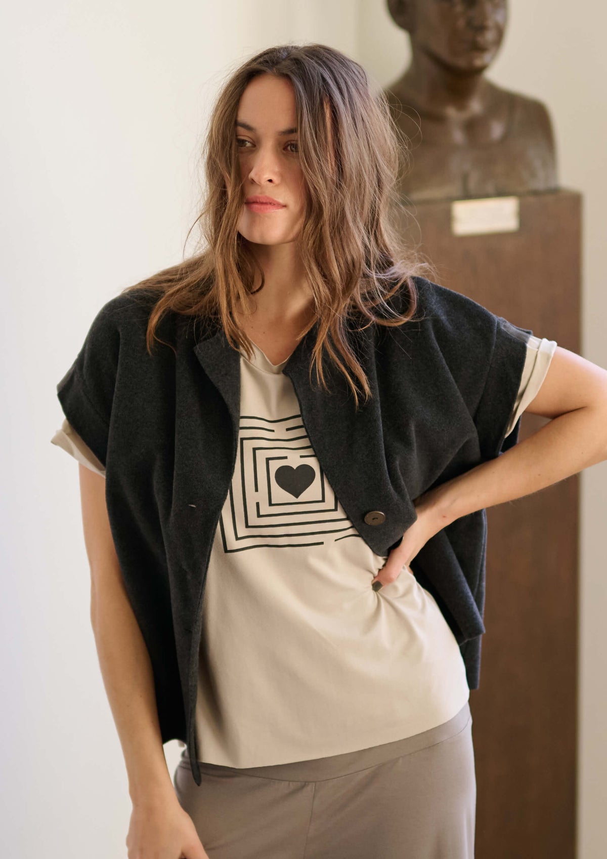 Fleece vest with button-up closure