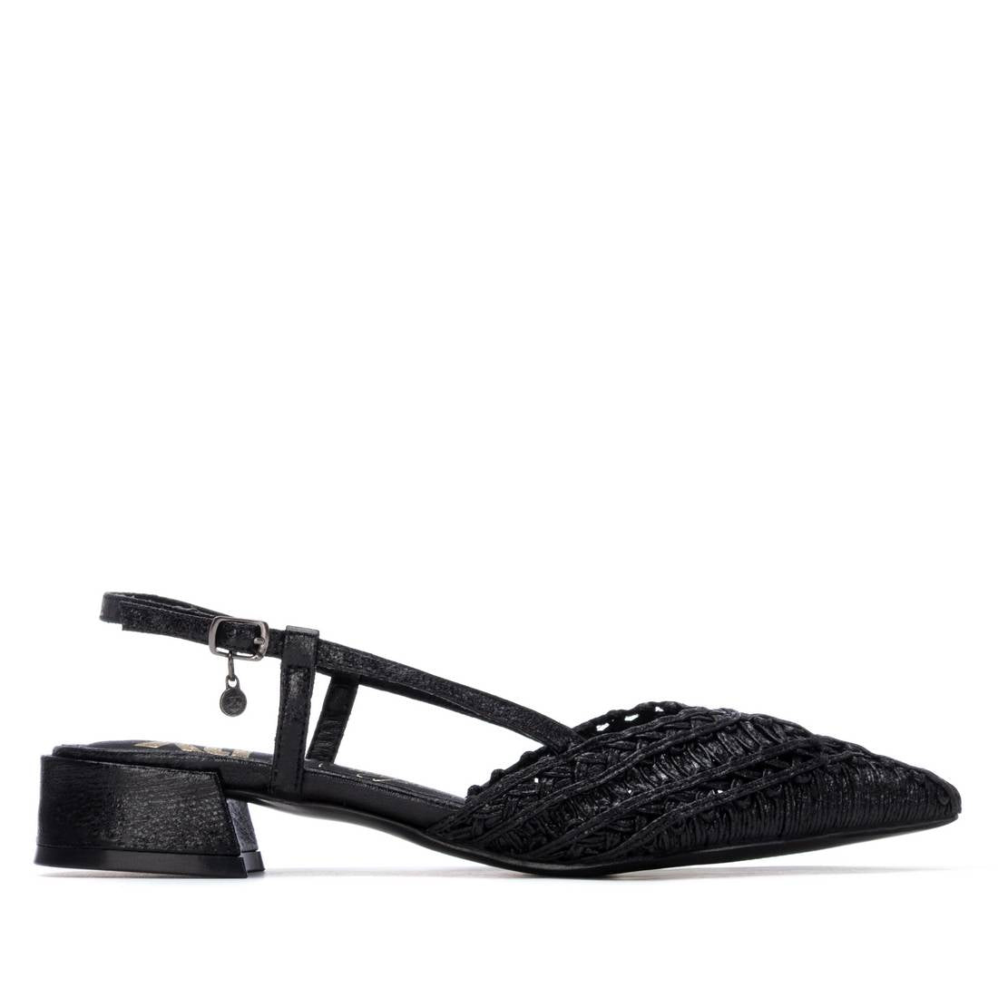 Black slingback flat sandal 