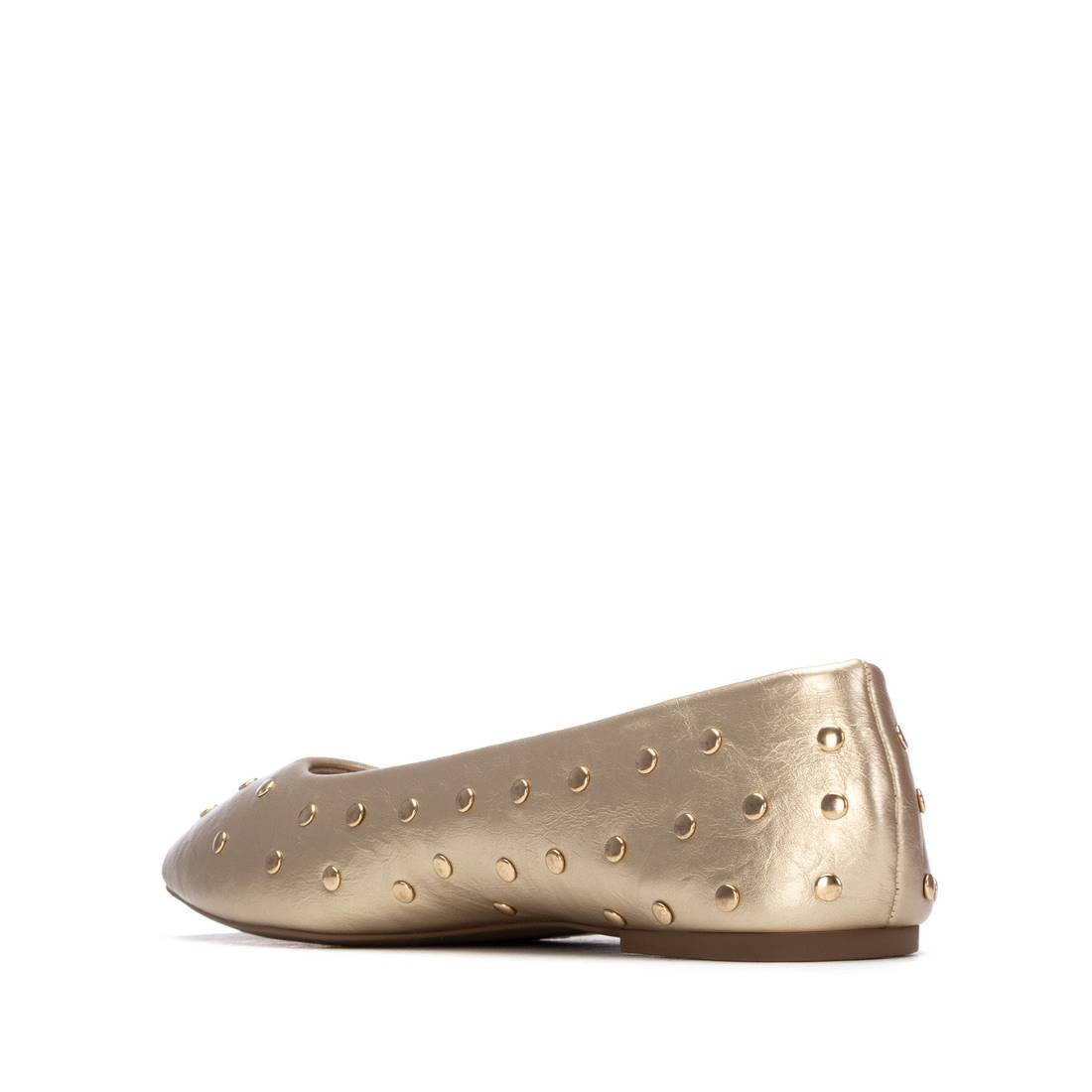 Gold flat shoe with studded details 