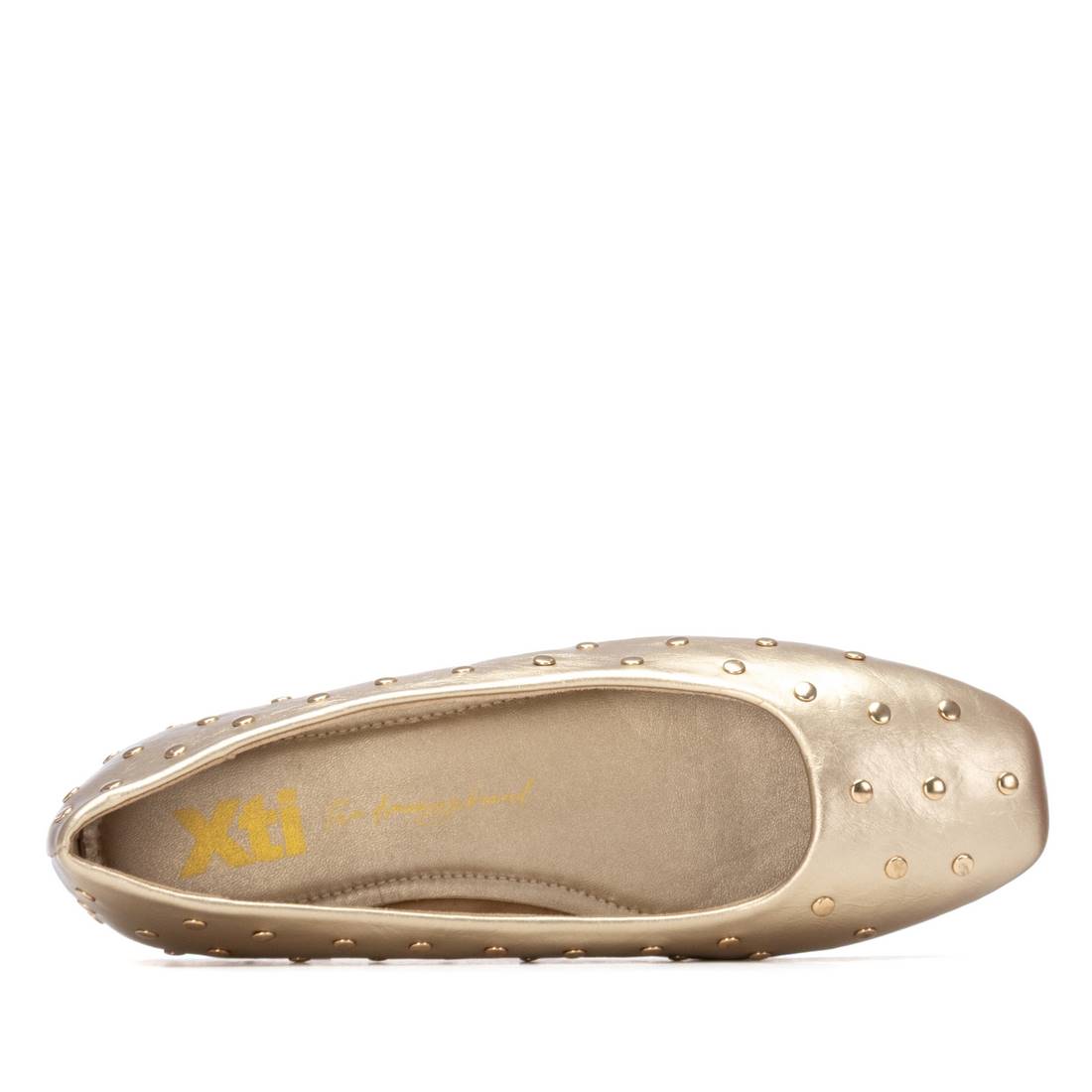 Gold ballet pumps with studded details 