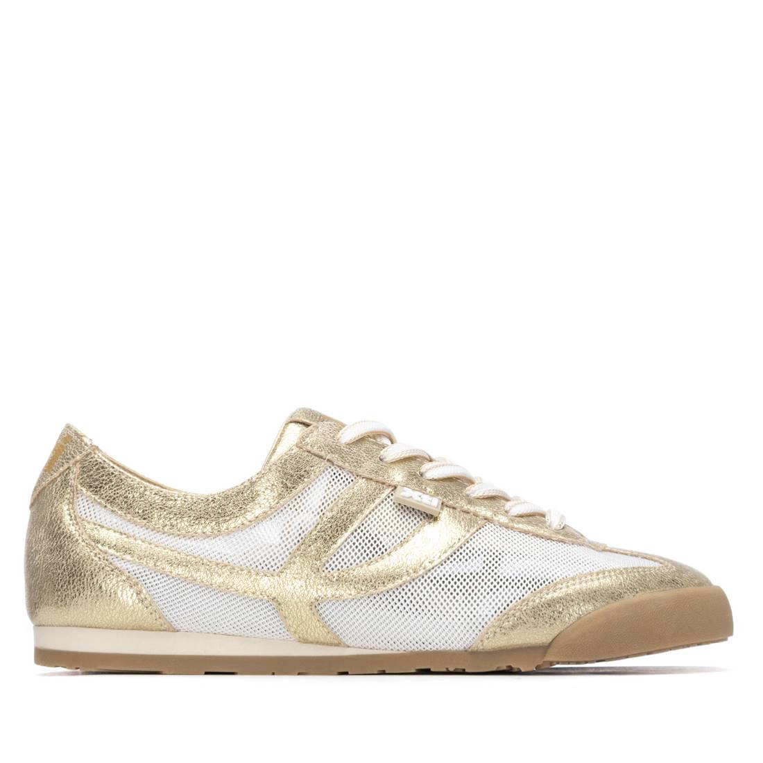 Gold and white mesh sneaker 