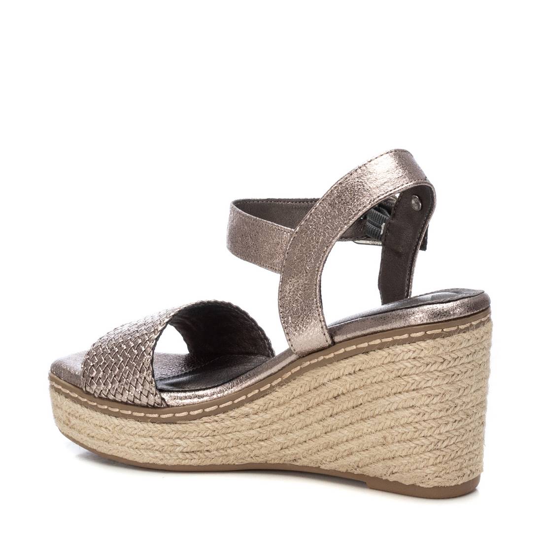 Silver wedge sandal with espadrille sole 
