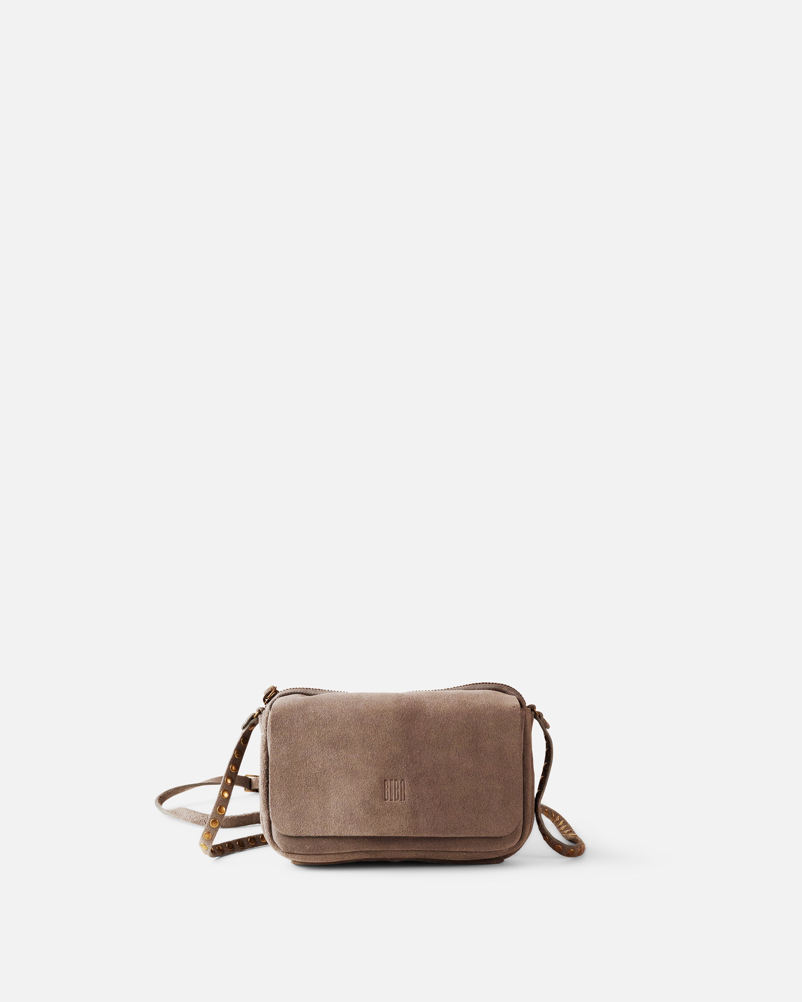 Taupe suede crossbody bag 