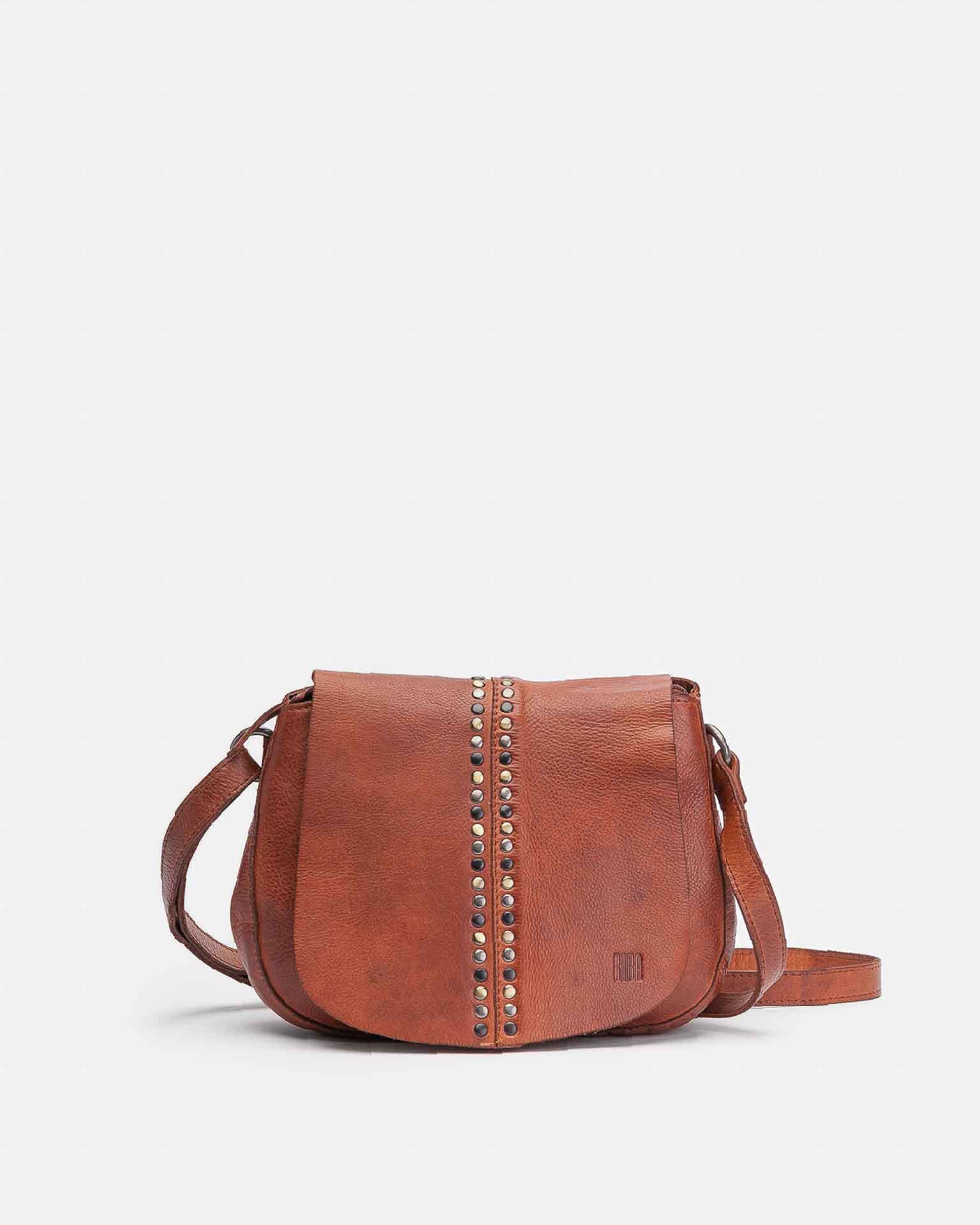 Brown leather bag with studded detail 