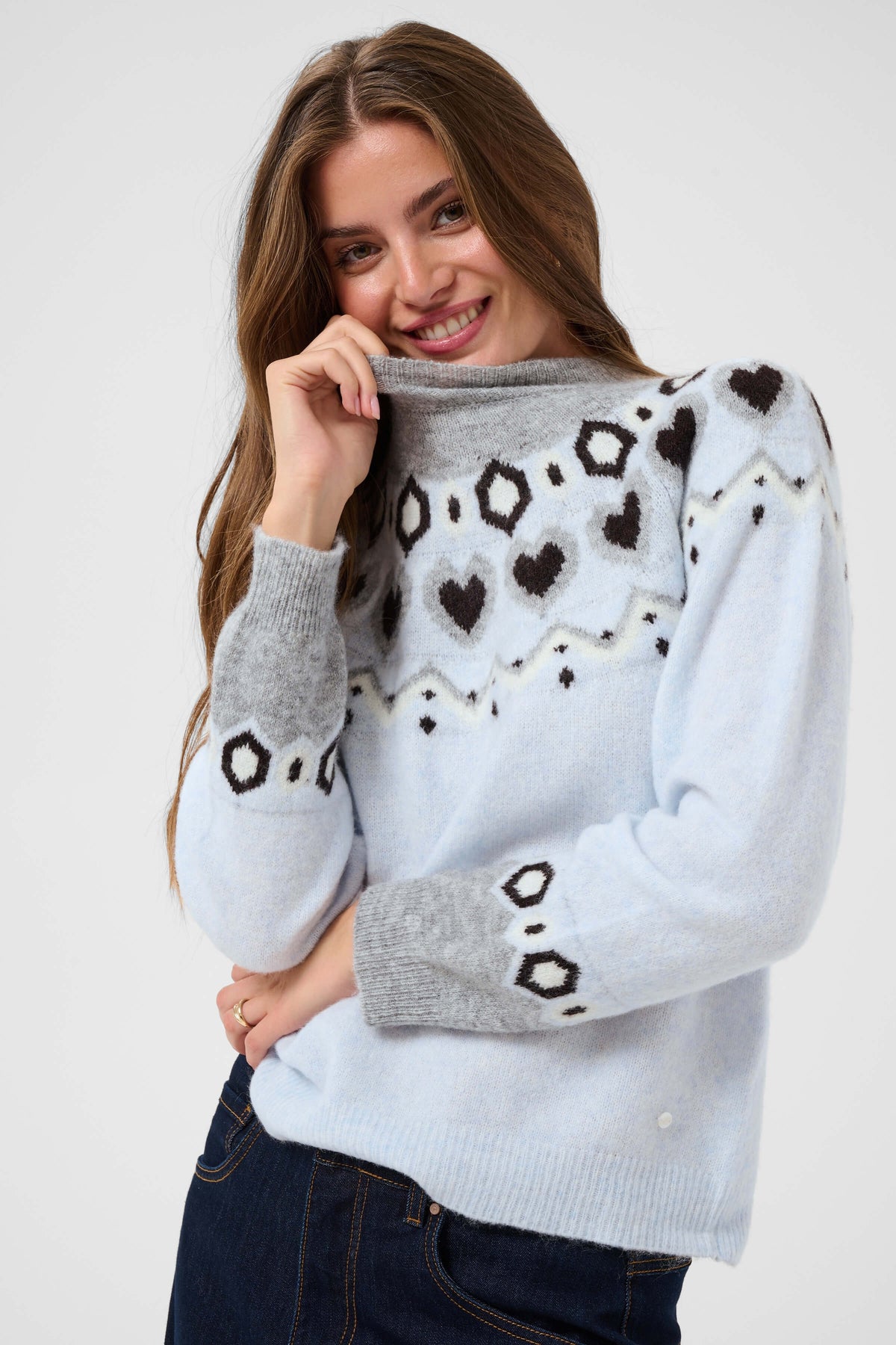 Cream Cherrie Heart Jacquard Knit Jumper style 10615628
