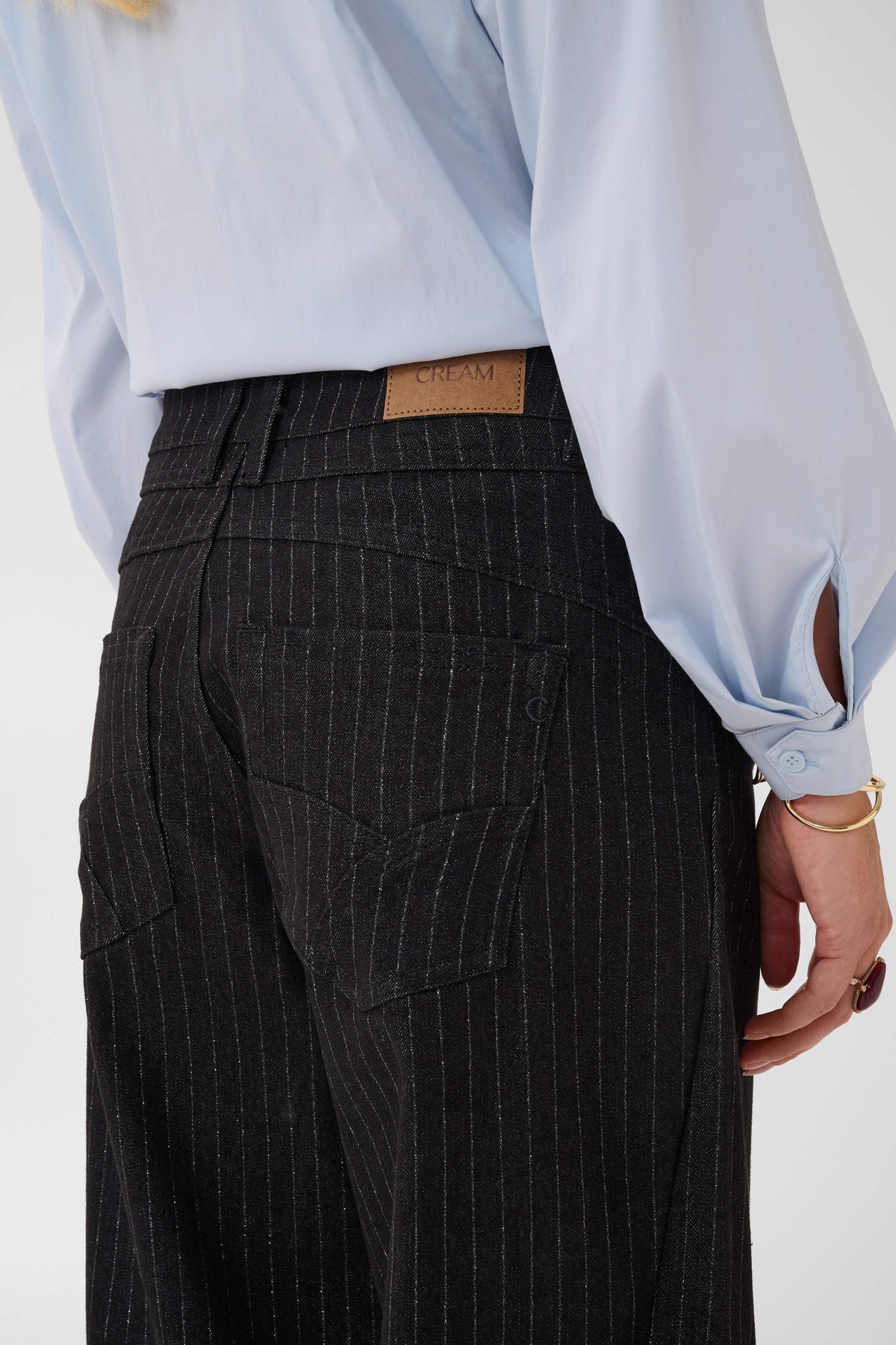 Cream Marelli five-pocket pinstripe jeans product view