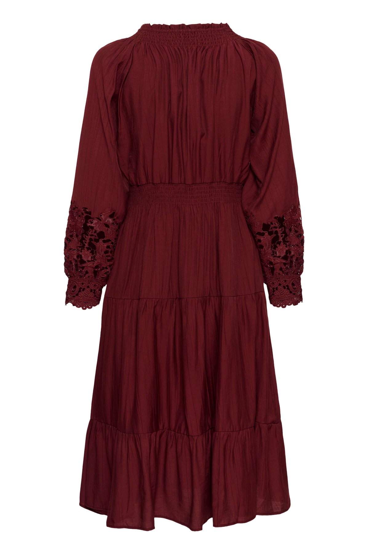Cream embroidered occasion dress with long sleeves