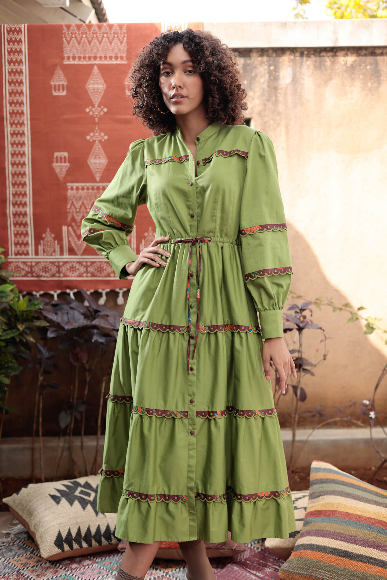 Emily Lovelock embroidered tiered maxi dress ELAW26-D1708-10 front view