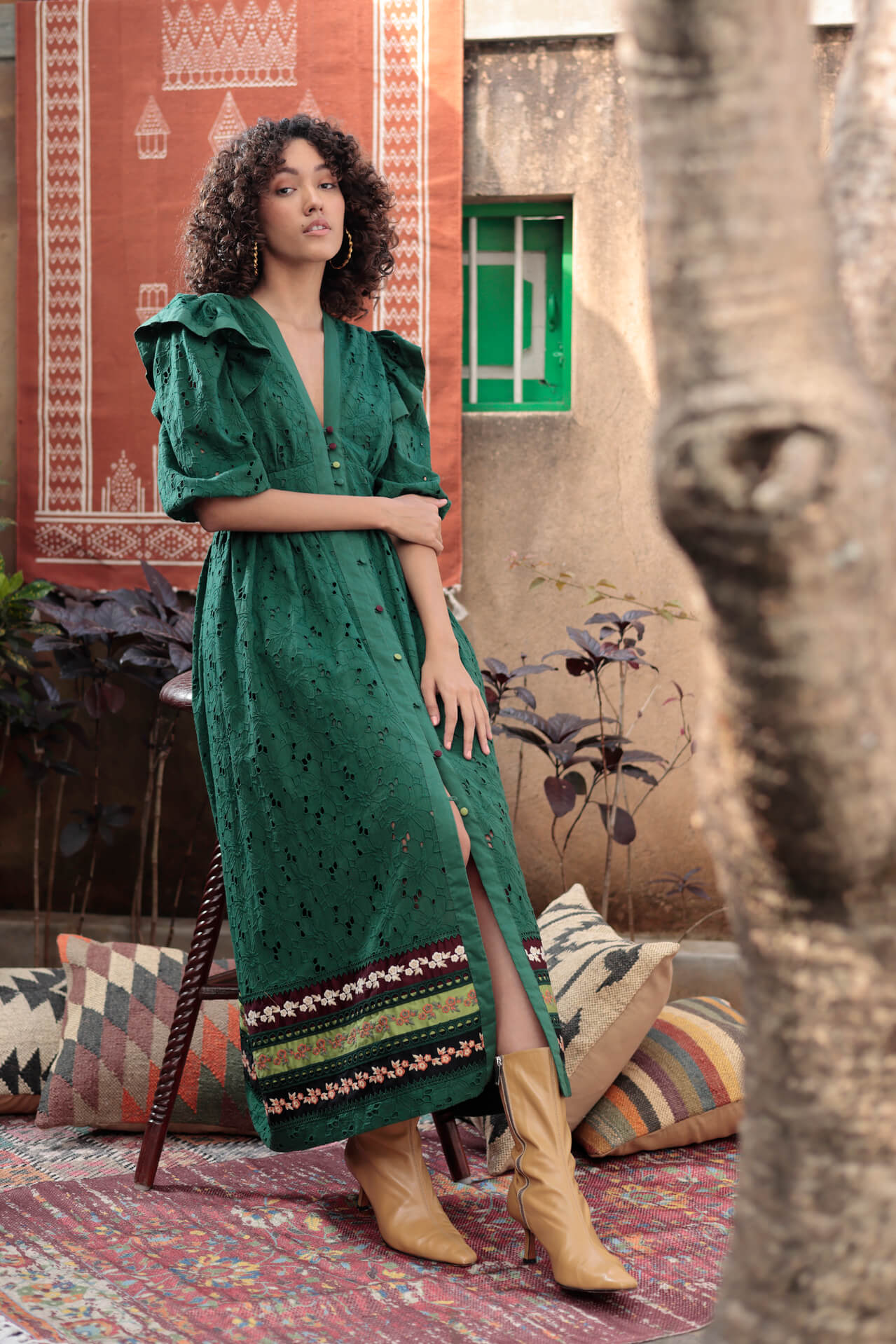 Emily Lovelock embroidered maxi dress ELAW26-D1732-05 front view