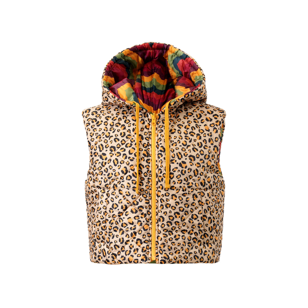 Emily Lovelock reversible printed quilted gilet ELAW26-J1730-07 front view