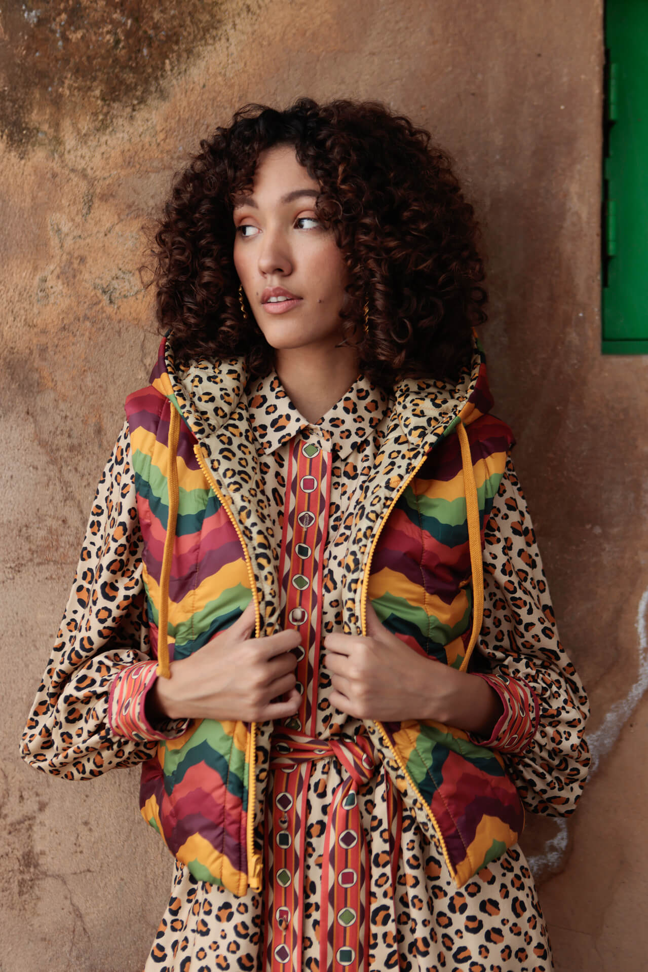 Emily Lovelock reversible gilet with wave-inspired print