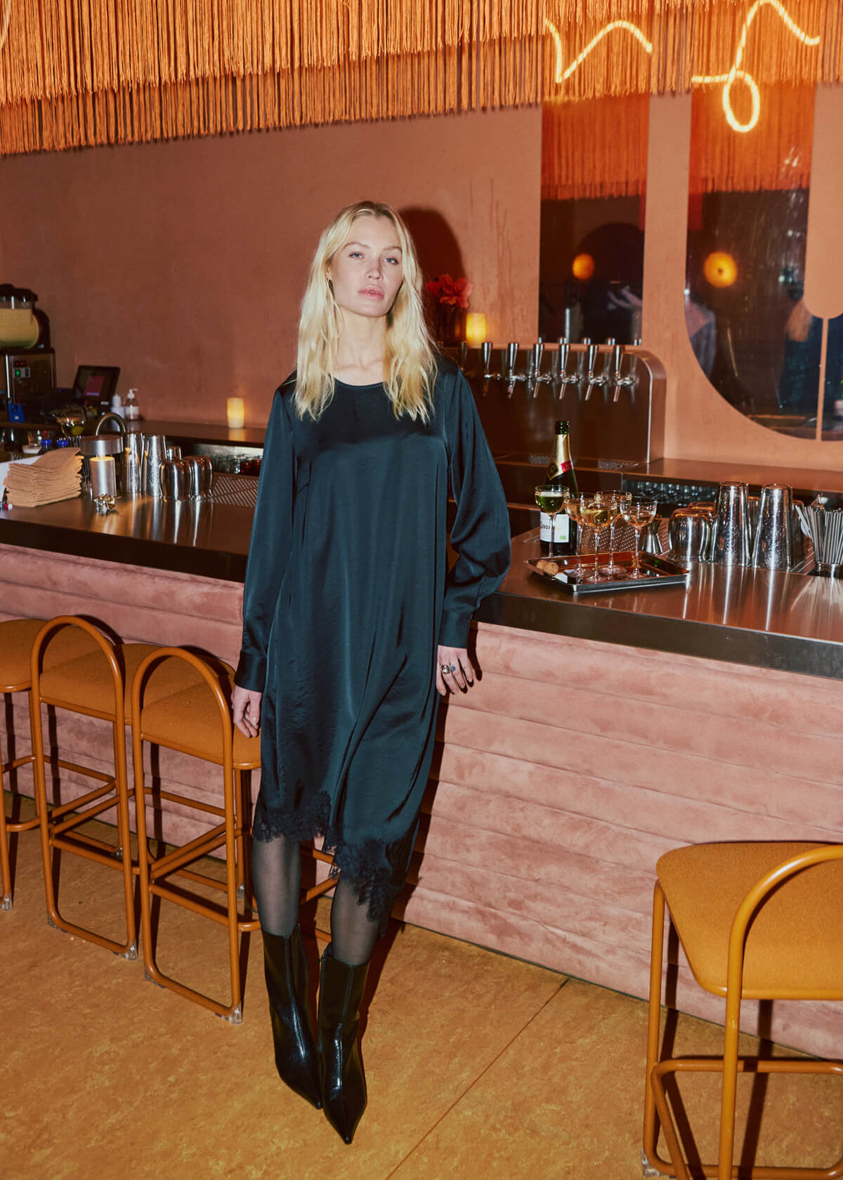 Freequent Dove occasion midi dress styled view