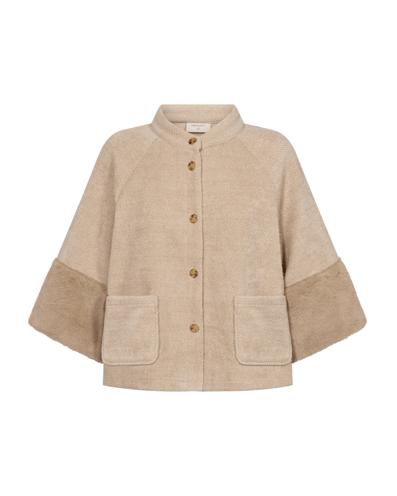 Freequent Gabby jacket with faux-fur cuffs front view