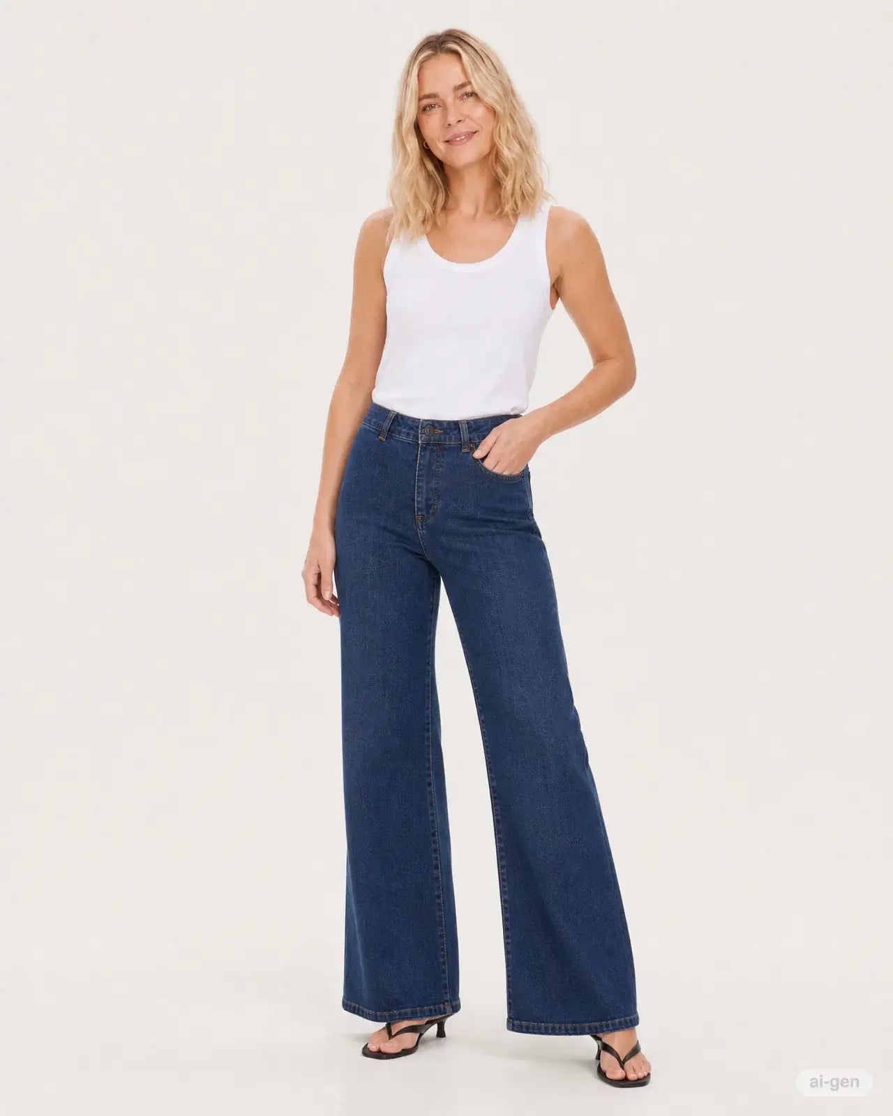 Freequent Isadora high-waisted jeans with wide legs