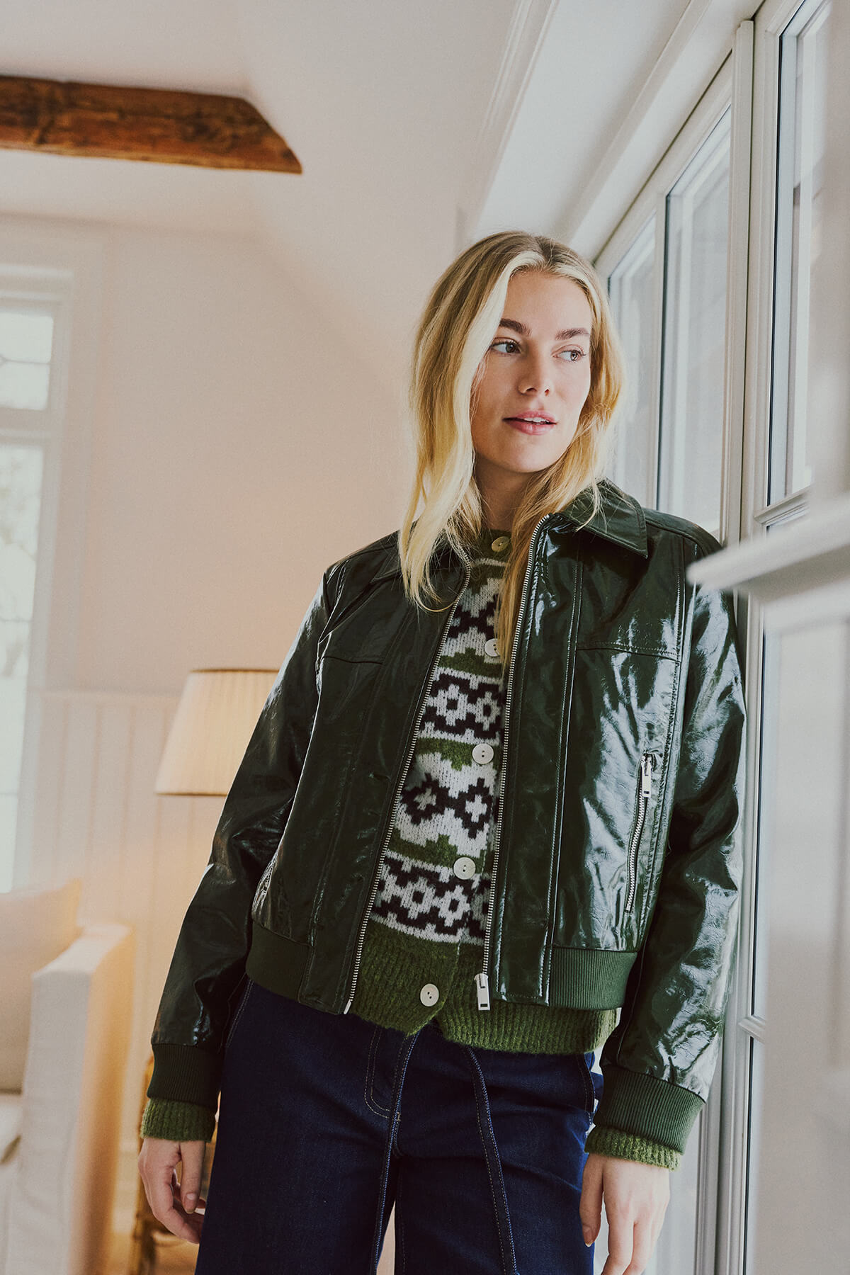 Freequent Janny leather-look jacket with a glossy finish