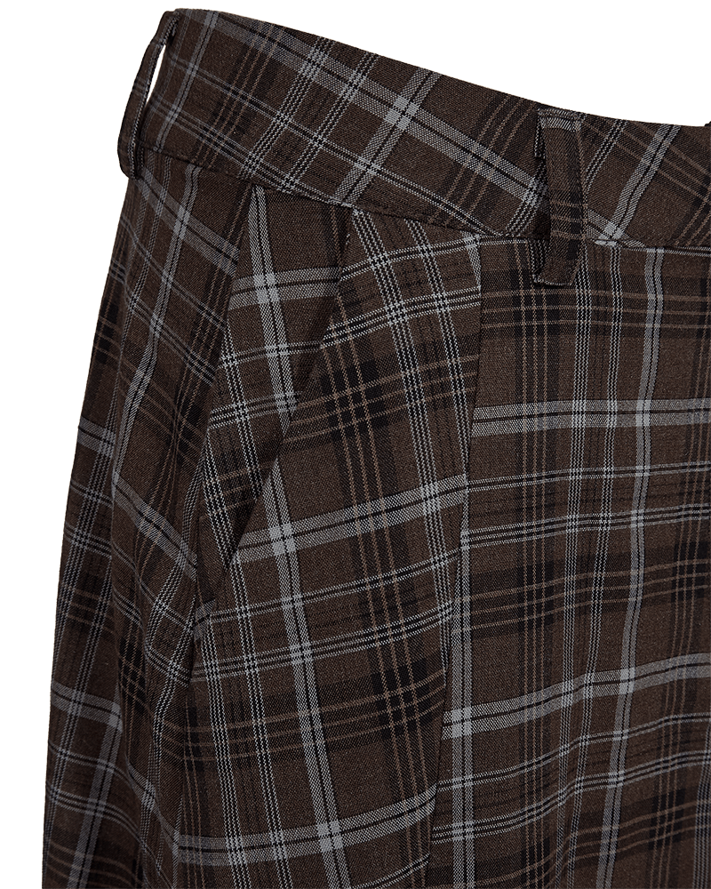 Women’s brown and blue checked A-line skirt by Freequent