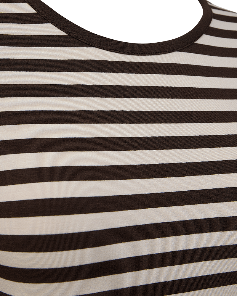 Freequent women’s striped top with a ribbed round neckline