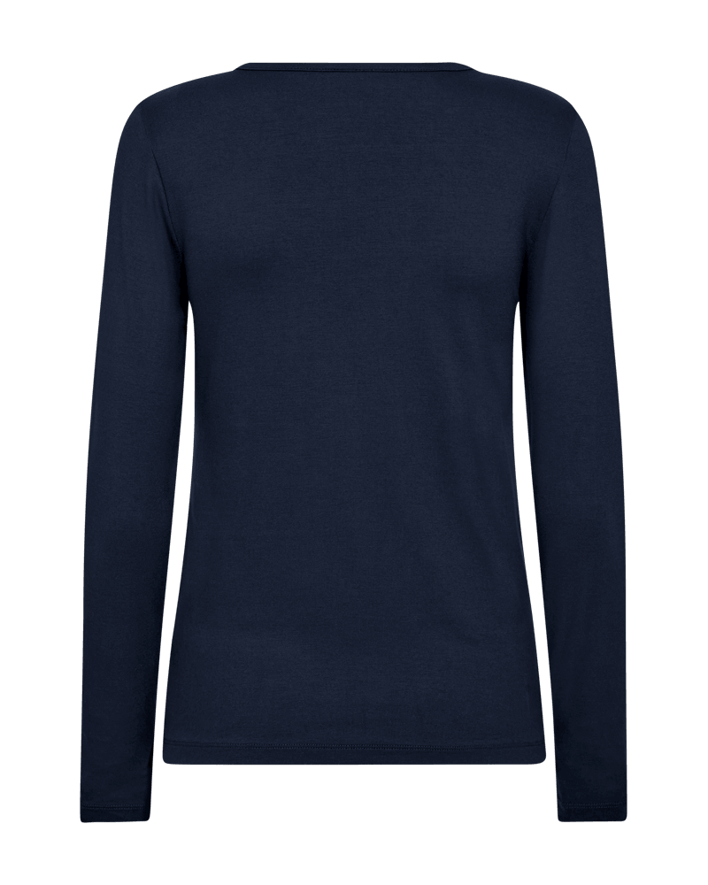 Freequent women’s fitted jersey blouse in navy