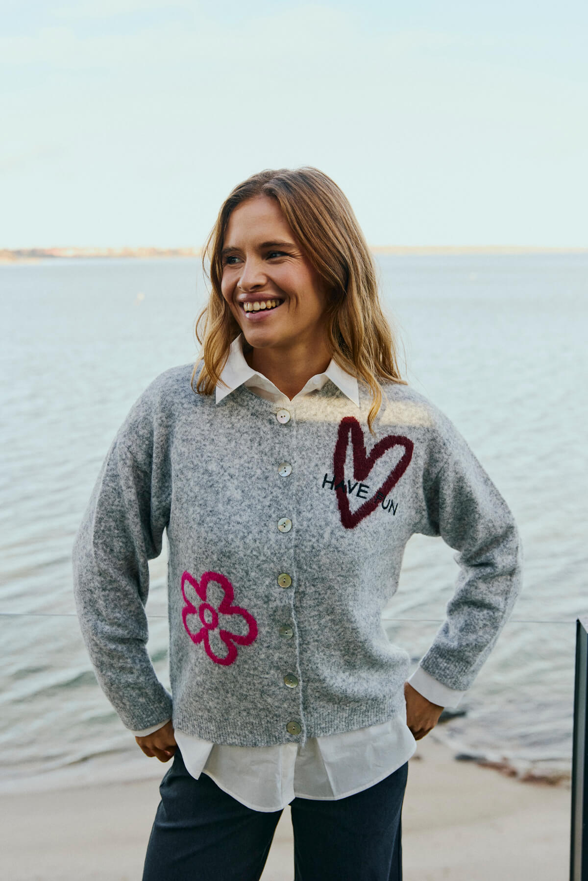 Freequent Grsnomas knitted cardigan with embroidered detailing