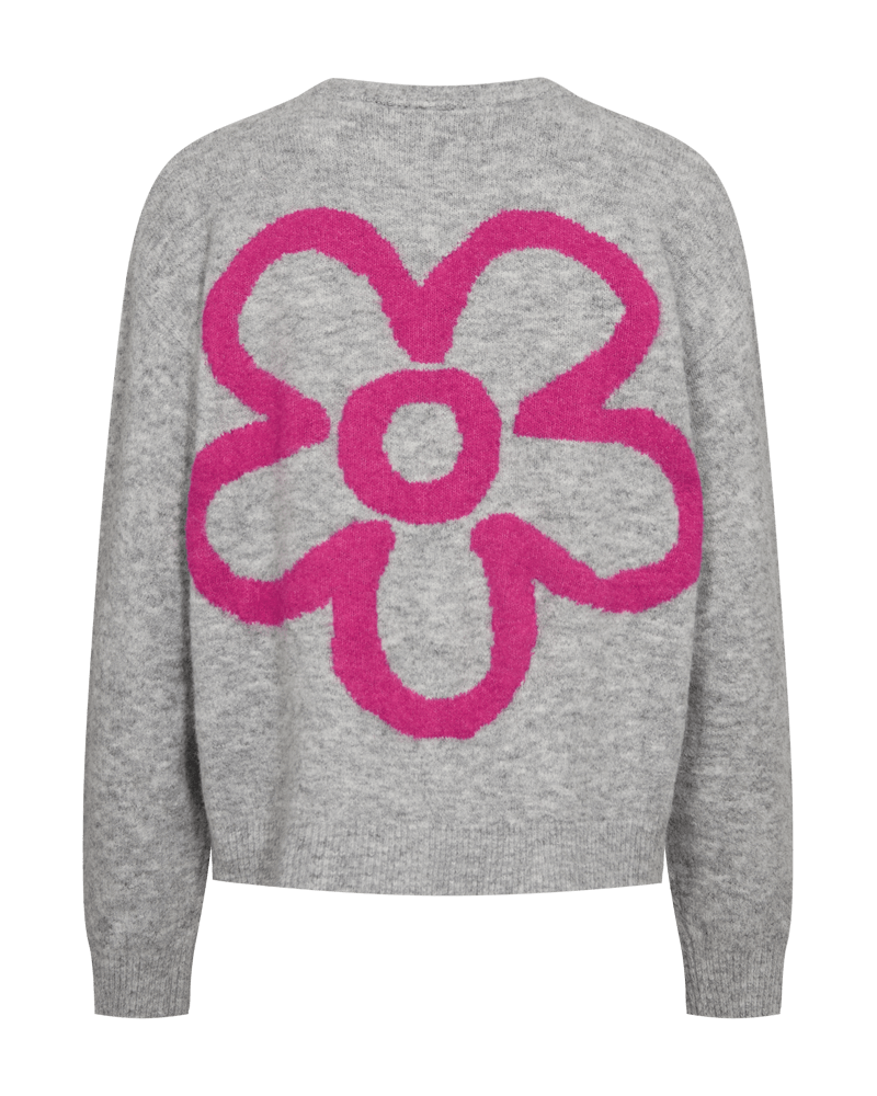 Freequent button-front cardigan with front and back embroidery