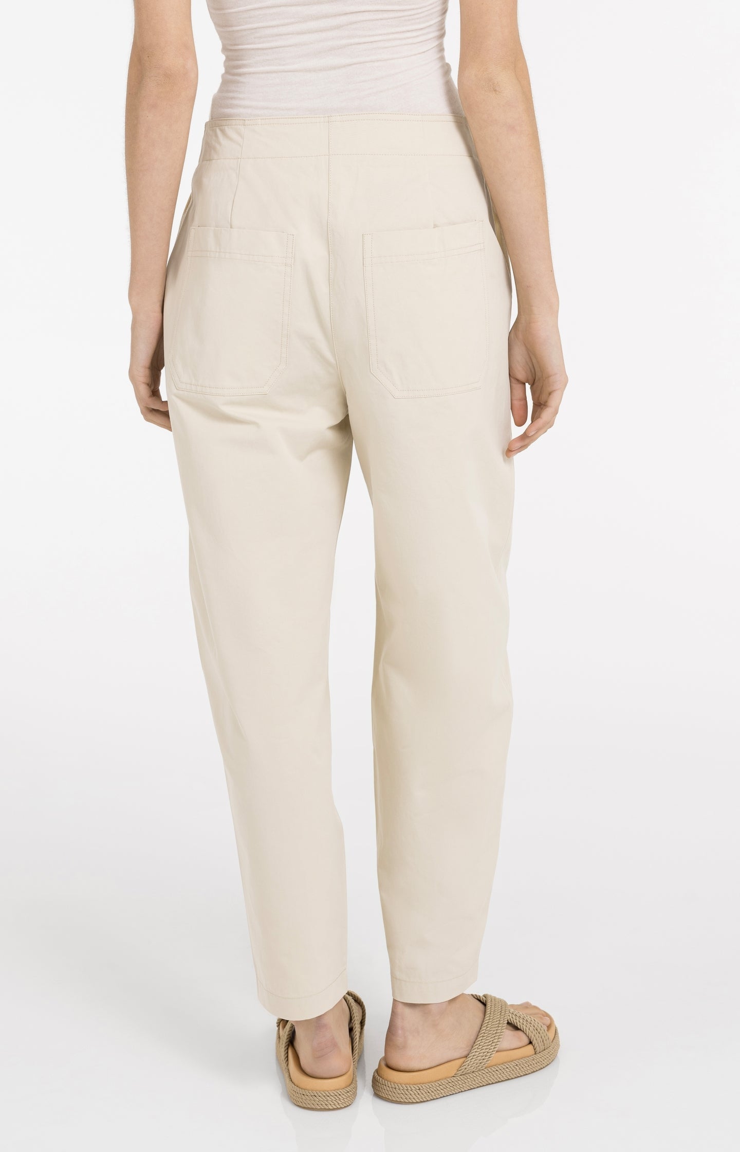YAYA Cream Barrel leg Trousers