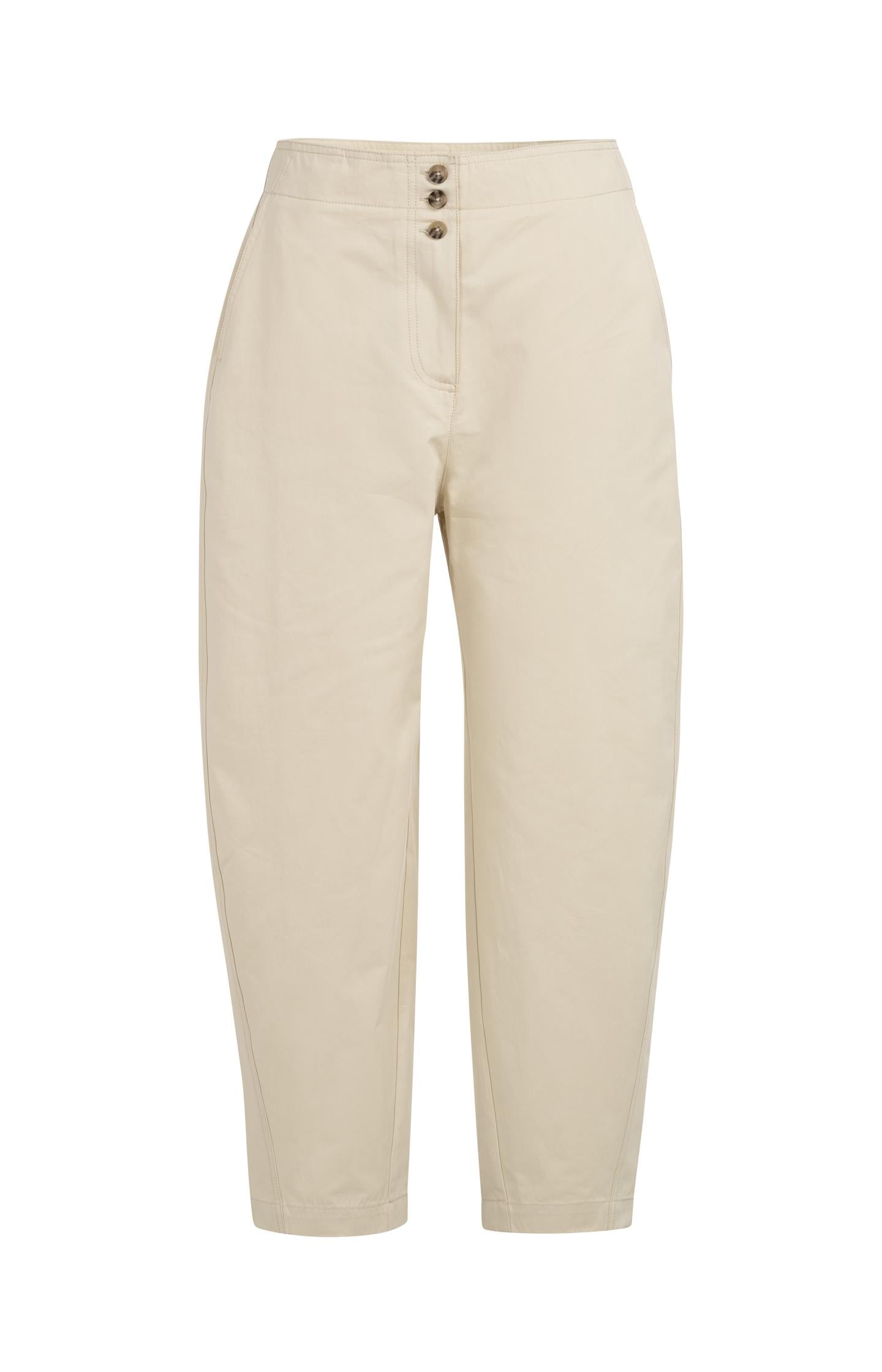 YAYA Cream Barrel leg Trousers