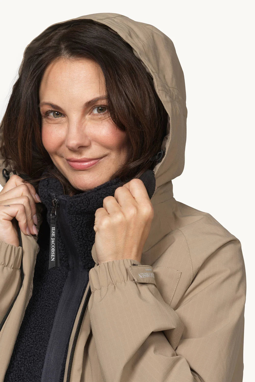 Ilse Jacobsen long padded winter coat hood detail