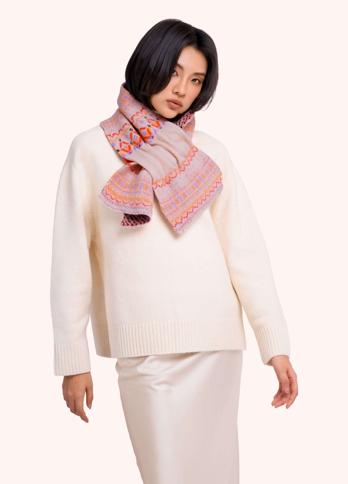 Powder Scandinavian-inspired patterned scarf
