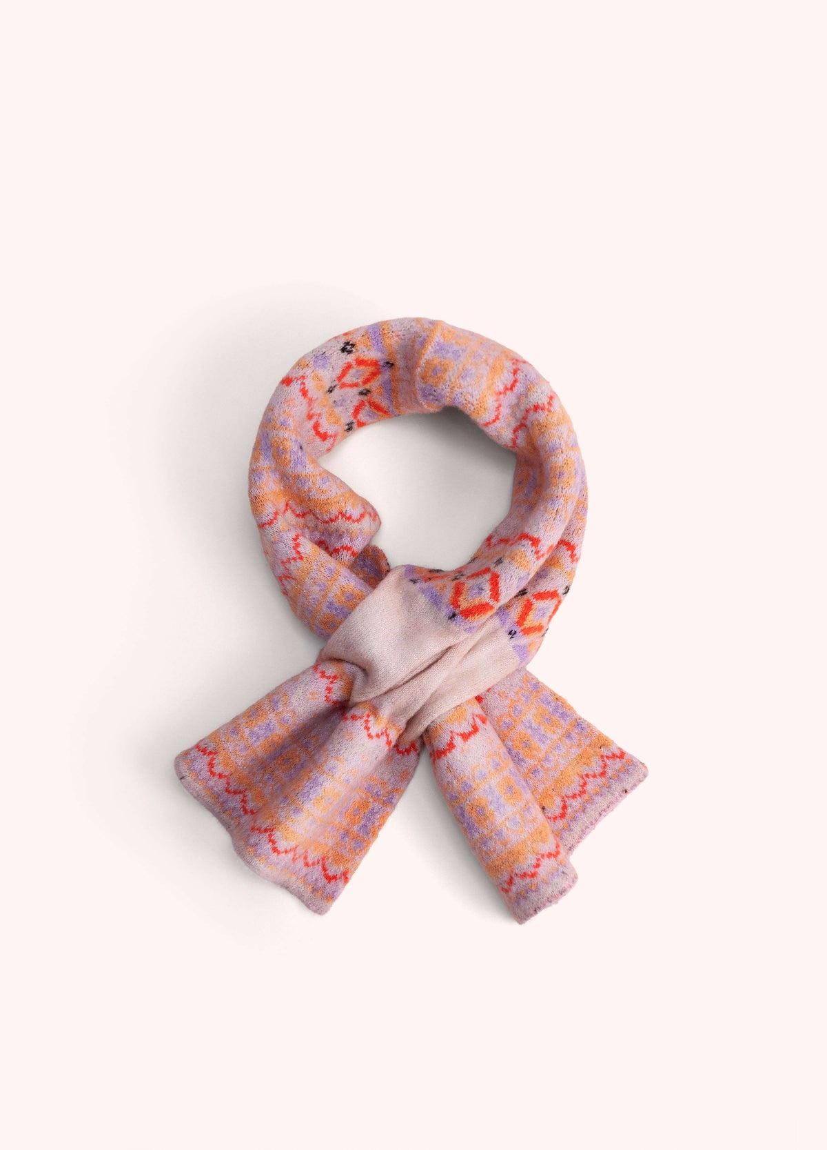 Powder cream and pastel knitted scarf