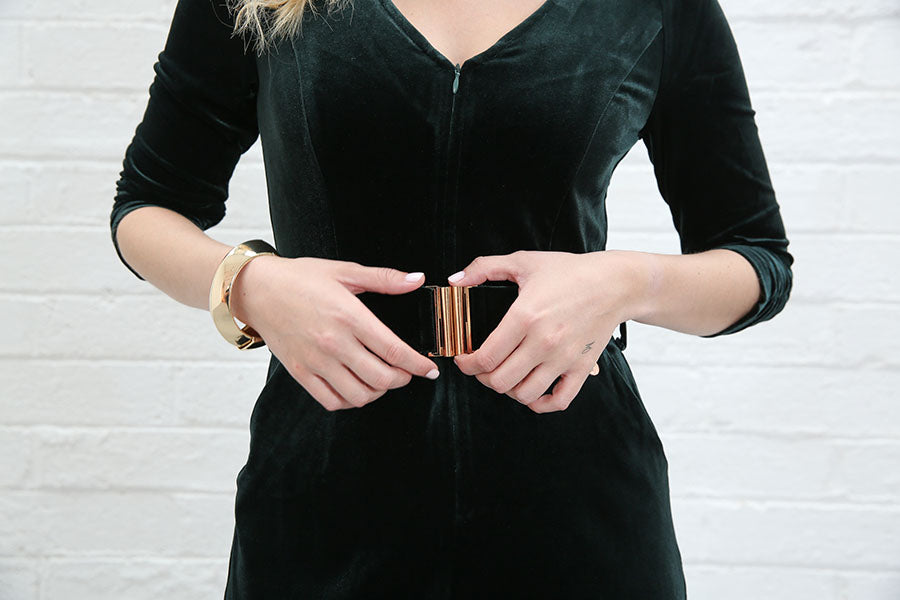 Rant & Rave green jumpsuit with belted waist