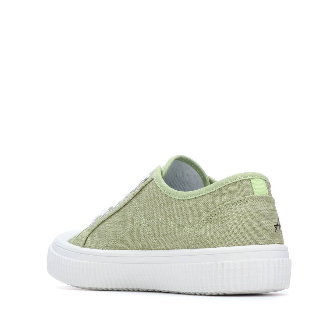 Green textile runners with white chunky sole 