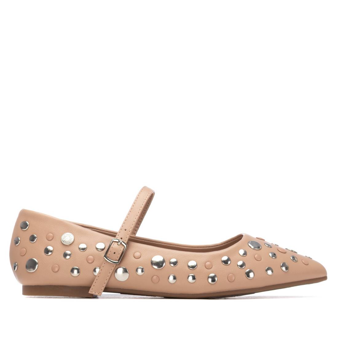 Studded nude ballerina shoes