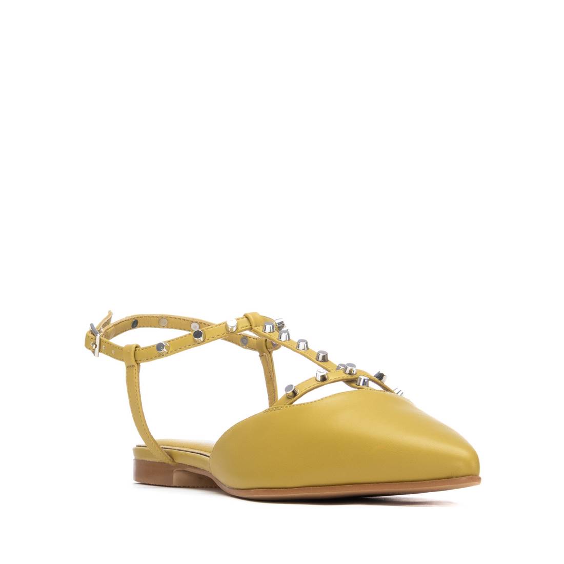 Yellow summer shoes with studded straps